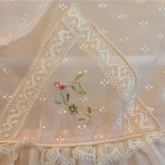 Vintage Embroidered Sheer Peach Swiss Dot Dress 6-12M - Picture 3 of 8